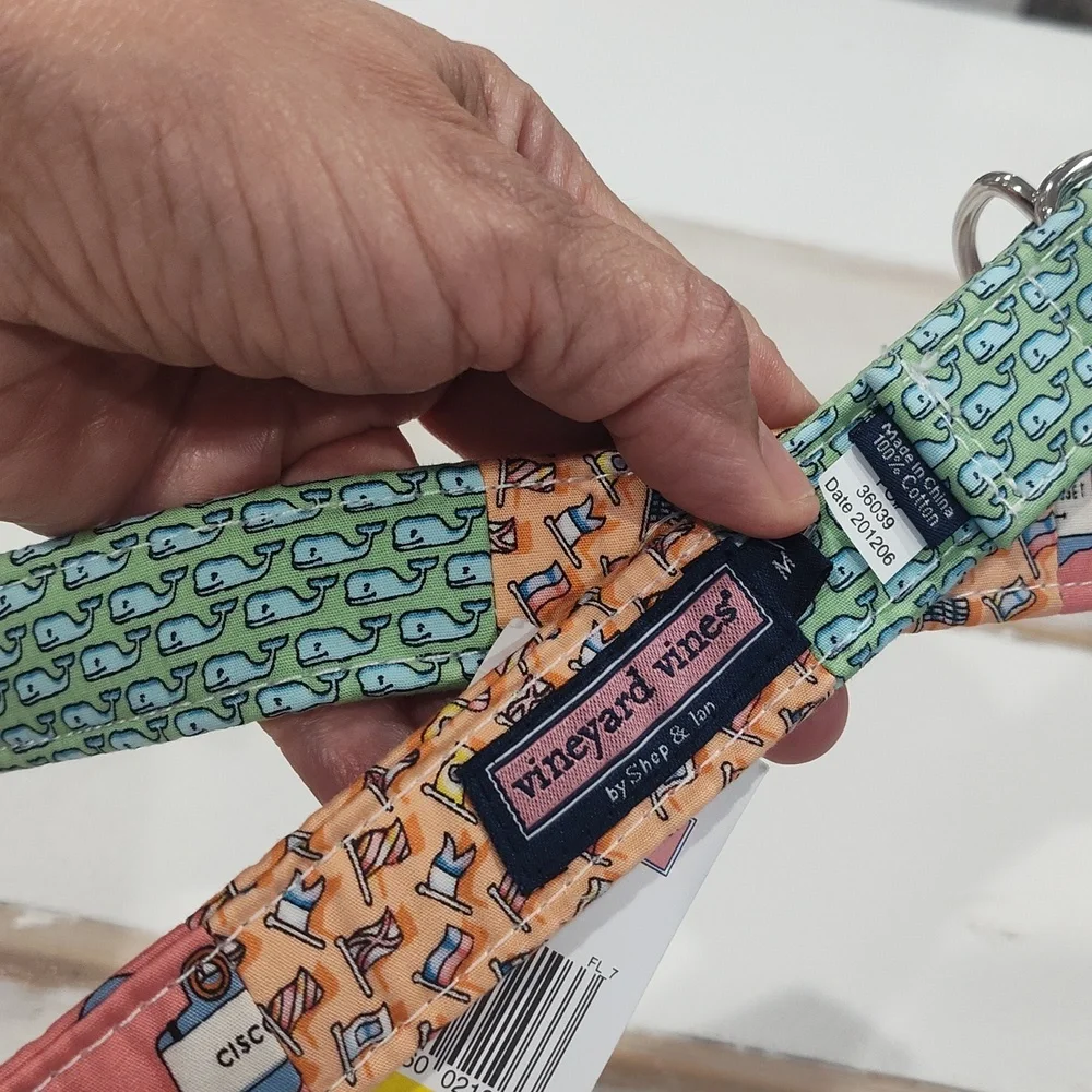 Vineyard Vines Ribbon Patchwork Multi D-Ring Buckle Belt